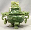 3276 CHINESE GREEN JADE INCENSE BURNER H 8 12 W 8