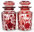 BOHEMIAN RUBYFLASHED GLASS JARS LATE 19TH C PAIR