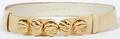 JUDITH LEIBER BEIGE KARUNG BELT W GOLD TONE BUCKLE