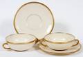 MORGAN BELLEEK PORCELAIN CREAM SOUP BOWLS  STANDS