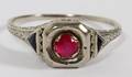 18KT WHITE GOLD AND RUBY RING SIZE 6 12 C1930