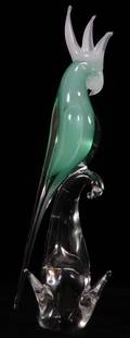 ITALIAN GLASS COCKATOO MID 20TH C