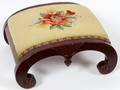 FEDERAL STYLE MAHOGANY FOOTSTOOL W NEEDLEPOINT