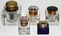 GLASS INKWELLS EARLY 20TH C FIVE