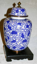 3345 CHINESE CLOISONN GINGER JAR WITH STAND H 10 D