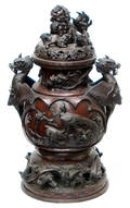 3314 JAPANESE BRONZE COVERED URN 19TH CENTURY H 22