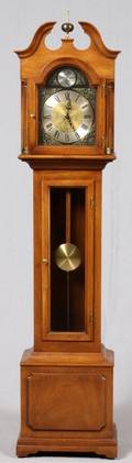 MODERN WALNUT GRANDMOTHER CLOCK