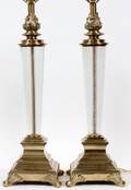 GLASS  BRASS FINISH LAMPS PAIR