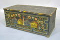 Continental pine painted blanket chest with village scene