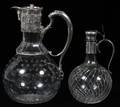 SILVERPLATE  HANDBLOWN GLASS CLARET  JUG 19TH C