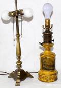 ENGLISH TOLE LAMP ANTIQUE  A BRASS LAMP