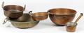VINTAGE BRASS  COPPER POTS FIVE