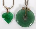 JADE BI DISC  HEART PENDANTS W NECKLACES TWO