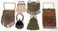 SILVER  BEADED HANDBAGS EARLY 20TH C SIX