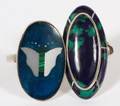 SILVER AND STONE INLAY RINGS TWO