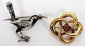 14KT GOLD BROOCH  GERMAN STERLING BIRD BROOCH