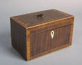 George III mahogany inlaid tea caddy late 18th c