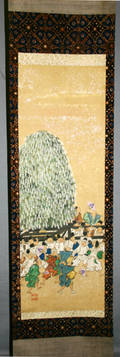 3046 JAPANESE KAKEJIKU HANDPAINTED SCROLL SCENE FROM