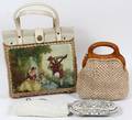 LADIES BEADED  WICKER PURSES ETC