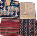 ORIENTAL RUG PIECES AS PILLOW COVERS FOUR