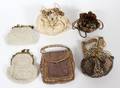 FRENCH  BELGIAN BEAD  SILK PURSES FIVE PCS