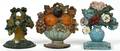 CAST IRON FLORAL  FRUIT DOORSTOPS THREE