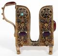 GERMAN GILT METAL  FAUX GEM STONE CARD STAND