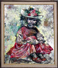 22282 TB WITH SERIGRAPH FEMALE CHILD WITH FLOWER H