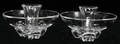 011076 STEUBEN GLASS CANDLESTICKS PAIR H 3