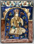 011092 PERSIAN HANDPAINTED  GLAZED CERAMIC TILE 19T