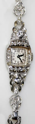 011090 HAMILTON PLATINUM AND DIAMOND WATCH C 1920