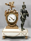 121118 FRENCH GILDED SPELTER FIGURAL MANTEL CLOCK CIR