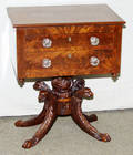 1076 AMERICAN EMPIRE CARVED MAHOGANY WORK TABLE CIRCA