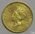 1854 US small head Indian Princess 1 gold coin
