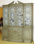 011104 GEORGIAN STYLE GLAZED GREEN BREAKFRONT WITH HAN