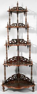 121144 VICTORIAN CORNER STYLE FIVETIER ETAGERE CIRCA