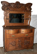 121143 LATE VICTORIAN OAK SIDEBOARD WITH MIRRORED BACK
