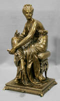 2096 FRENCH BRONZE SCULPTURE OF SEATED CLASSICAL LADY