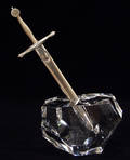 0078 STEUBEN CRYSTAL AND SILVER SCULPTURE OF EXCALIBU