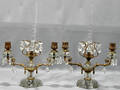 021151 FRENCH STYLE CRYSTAL  BRONZE CANDELABRA PAIR