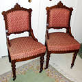 020138 EASTLAKE UPHOLSTERED WALNUT SIDE CHAIRS C1890