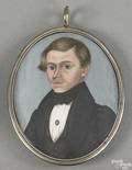 Watercolor on ivory miniature portrait of a gentleman 19th c