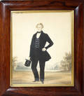 2107 AMERICAN WATERCOLOR OF A YOUNG MAN FULL LENGTH