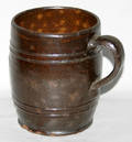1155 AMERICAN RED WARE POTTERY MUG H 6 DIA 4 12
