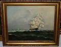 1143 KEOWN SIGNED OIL ON CANVAS MASTED SHIP AT FULL