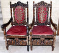 122083 CHARLES II STYLE OAK OPEN ARM CHAIRS CIRCA 190
