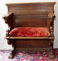 122081 ANTIQUE ITALIAN WALNUT HIGH BACK BENCH POSSIBL