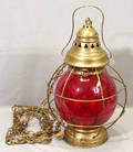 0104 CAPTAINS LANTERN LAMP PIGEON BLOOD GLASS GLOBE