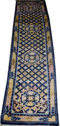 011264 CHINESE HAND WOVEN BLUE AND YELLOW TEMPLE RUNNE