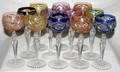 011227 GERMAN HAND CUT OVERLAY RHINE WINE GLASSES C